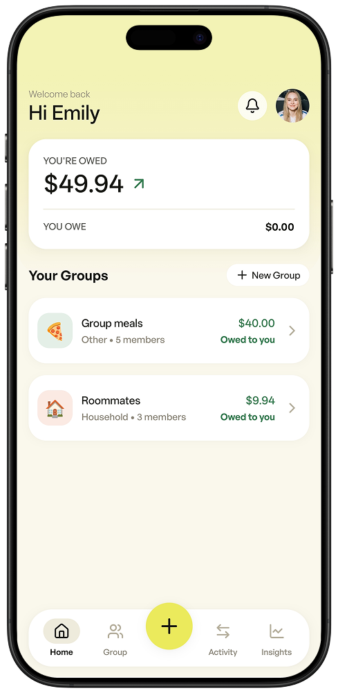 Fondue app Home screen